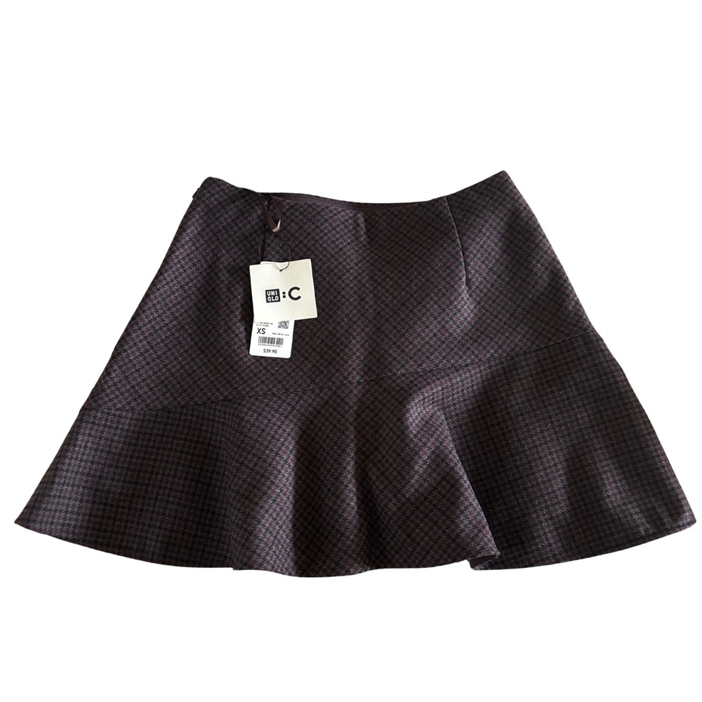 Uniqlo Charcoal Checkered Skater Skirt